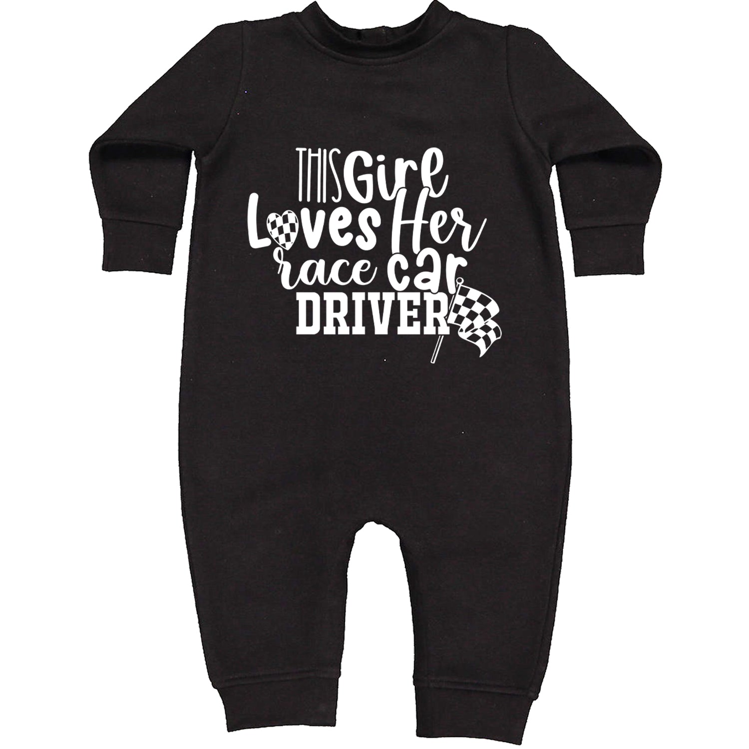 This Girl Loves Her Racecar Driver Toddler Hoodie And Infant Fleece Romper Black