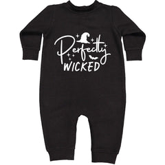 Perfectly Wicked Witchy Halloween Toddler Hoodie And Infant Fleece Romper Black
