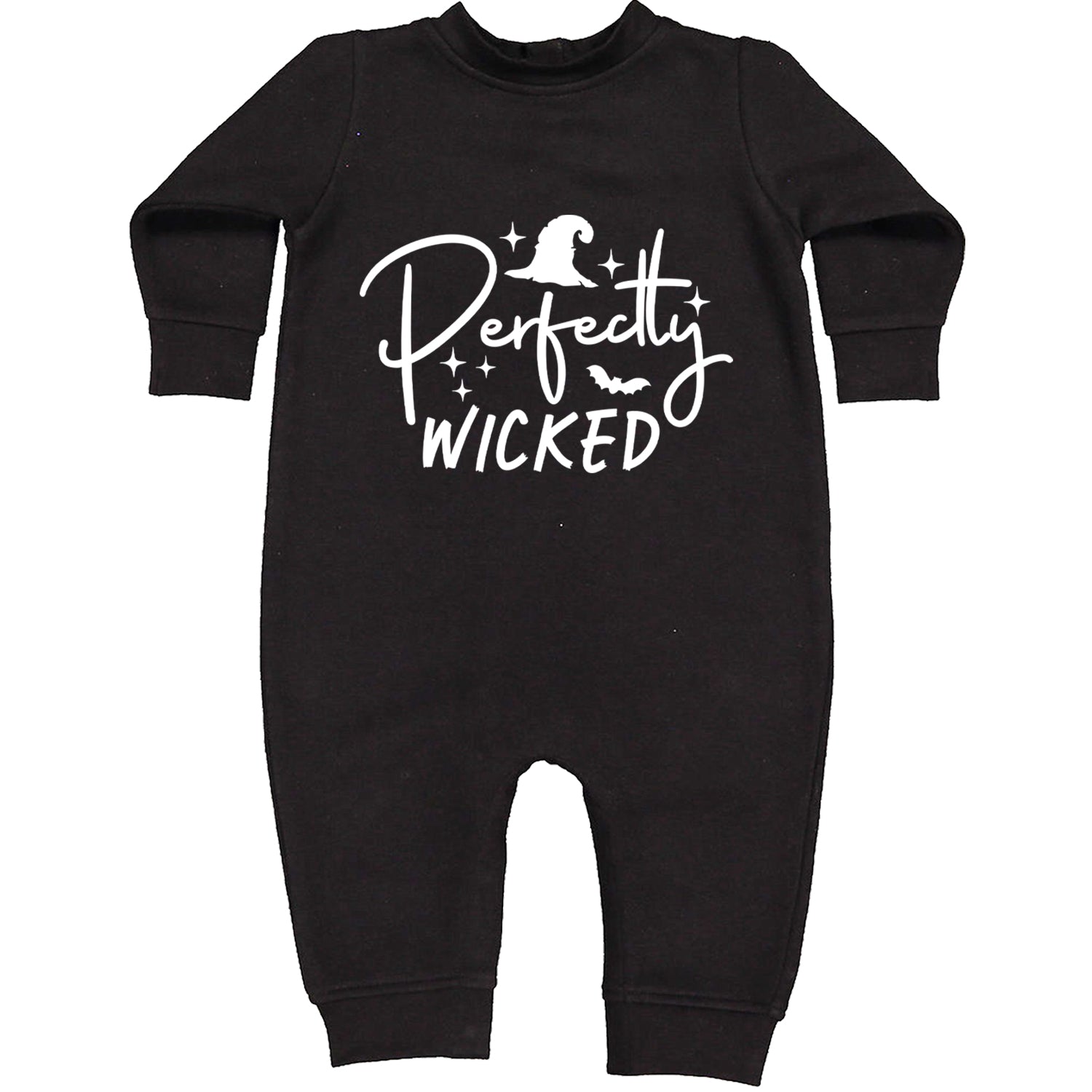 Perfectly Wicked Witchy Halloween Toddler Hoodie And Infant Fleece Romper Black