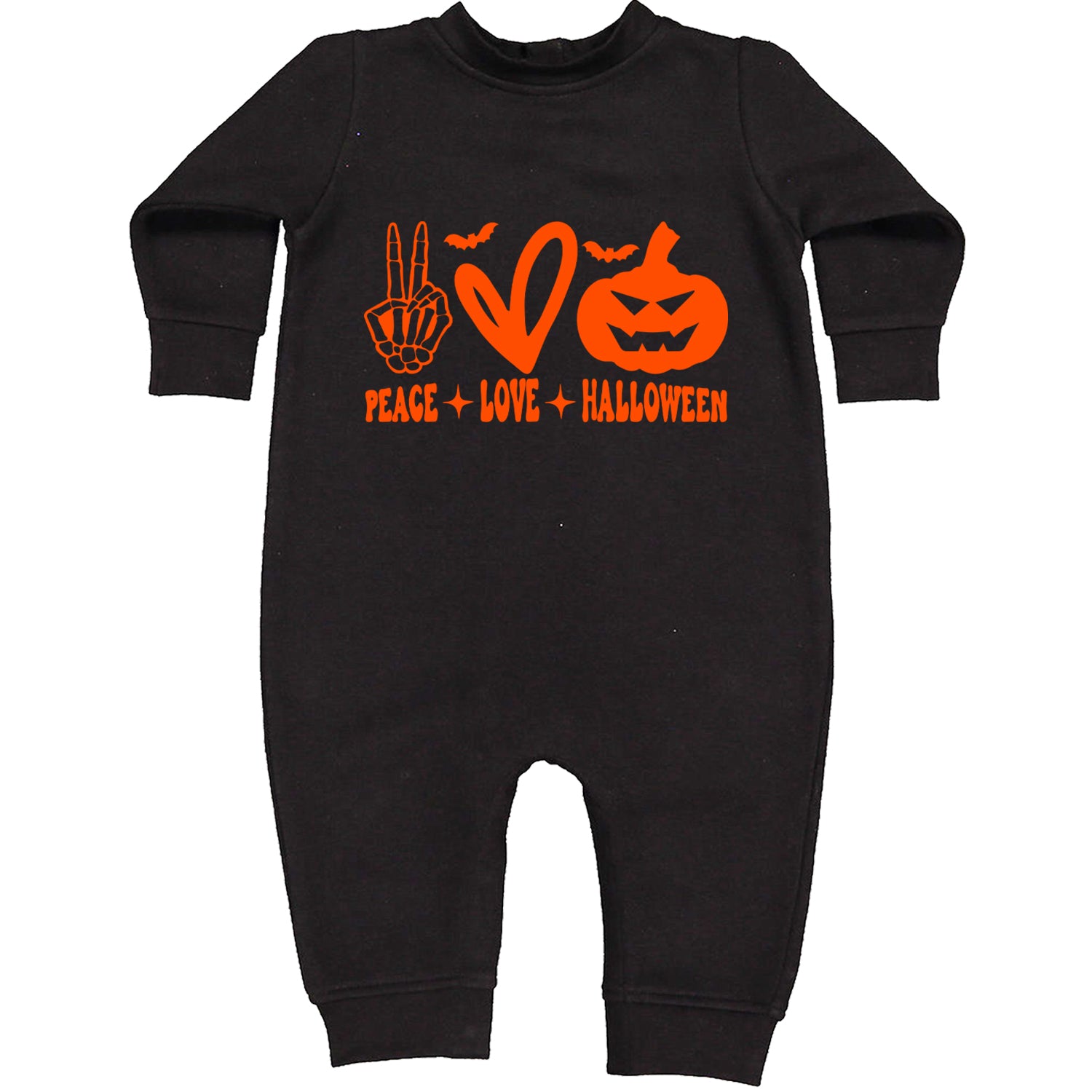 Peace, Love and Halloween Toddler Hoodie And Infant Fleece Romper Black