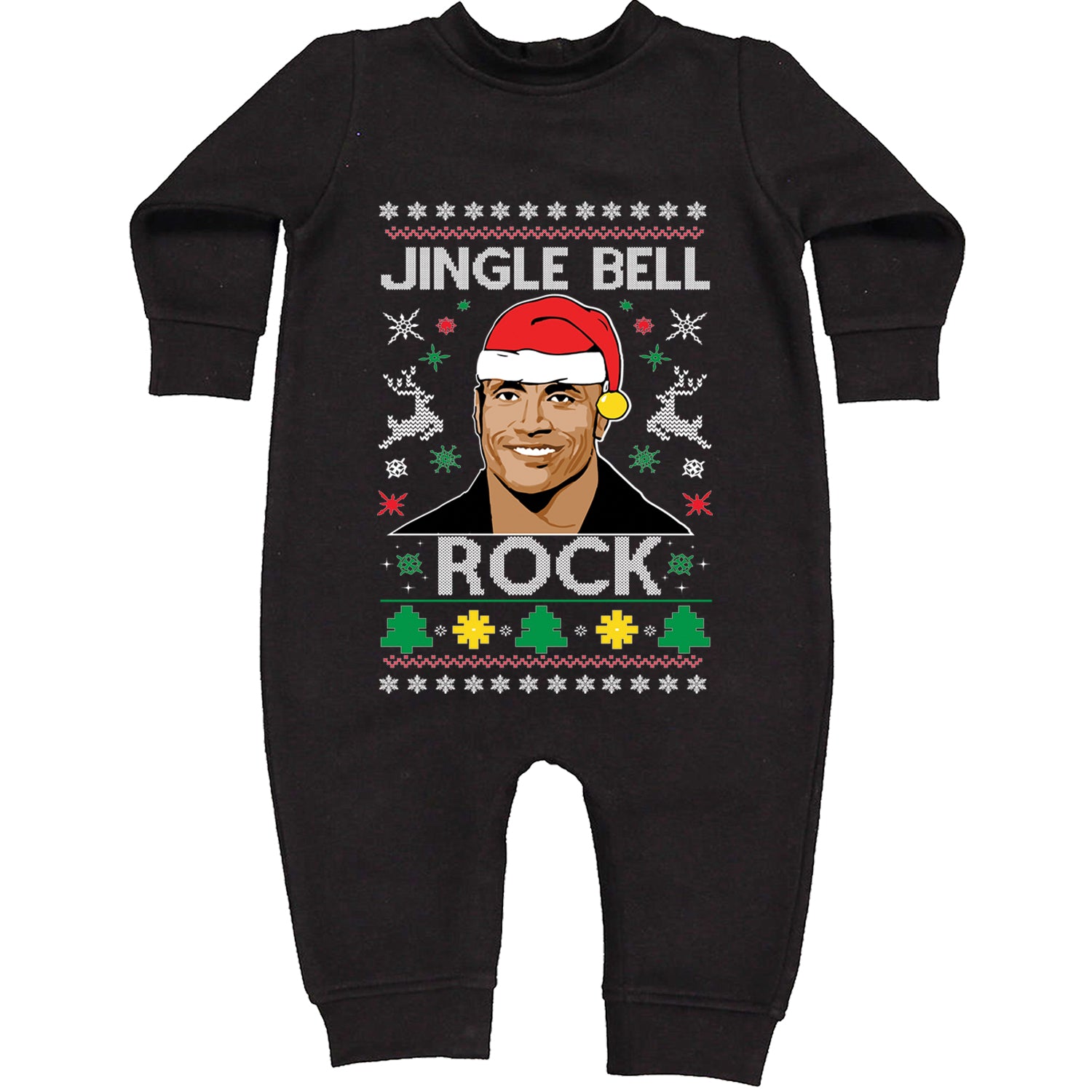 Jingle Bell Rock Ugly Christmas Toddler Hoodie And Infant Fleece Romper Black