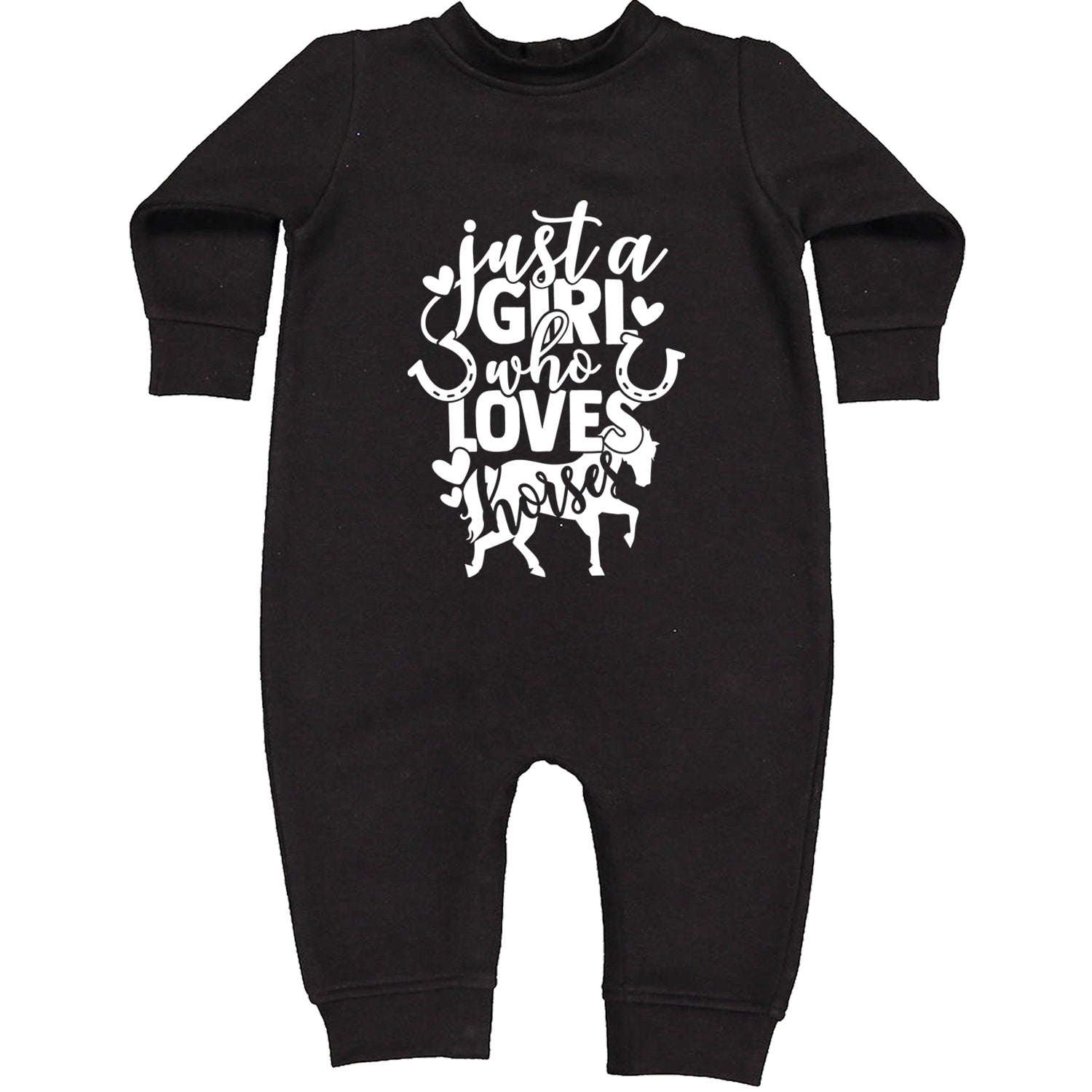 Just A Girl Who Loves Horses Toddler Hoodie And Infant Fleece Romper Black