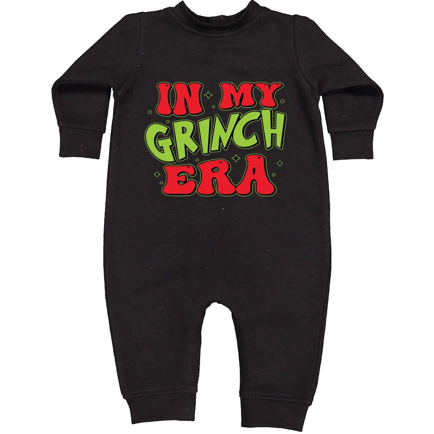 In My Gr-nch Era Jolly Merry Christmas Toddler Hoodie And Infant Fleece Romper Black