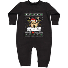 Home Malone Ugly Christmas graphic on Toddler Hoodie and Baby Fleece Onesie in Black alternate view 2