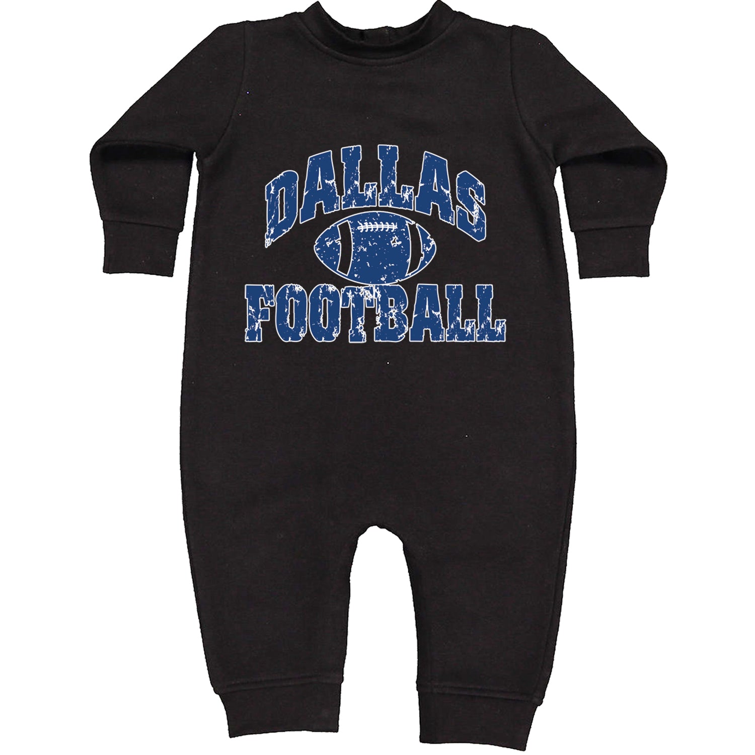 Dallas Distressed Football Toddler Hoodie And Infant Fleece Romper Black