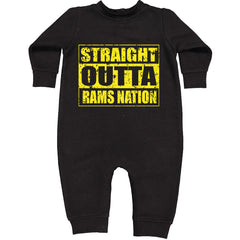 Straight Outta Rams Nation   Toddler Hoodie And Infant Fleece Romper Black
