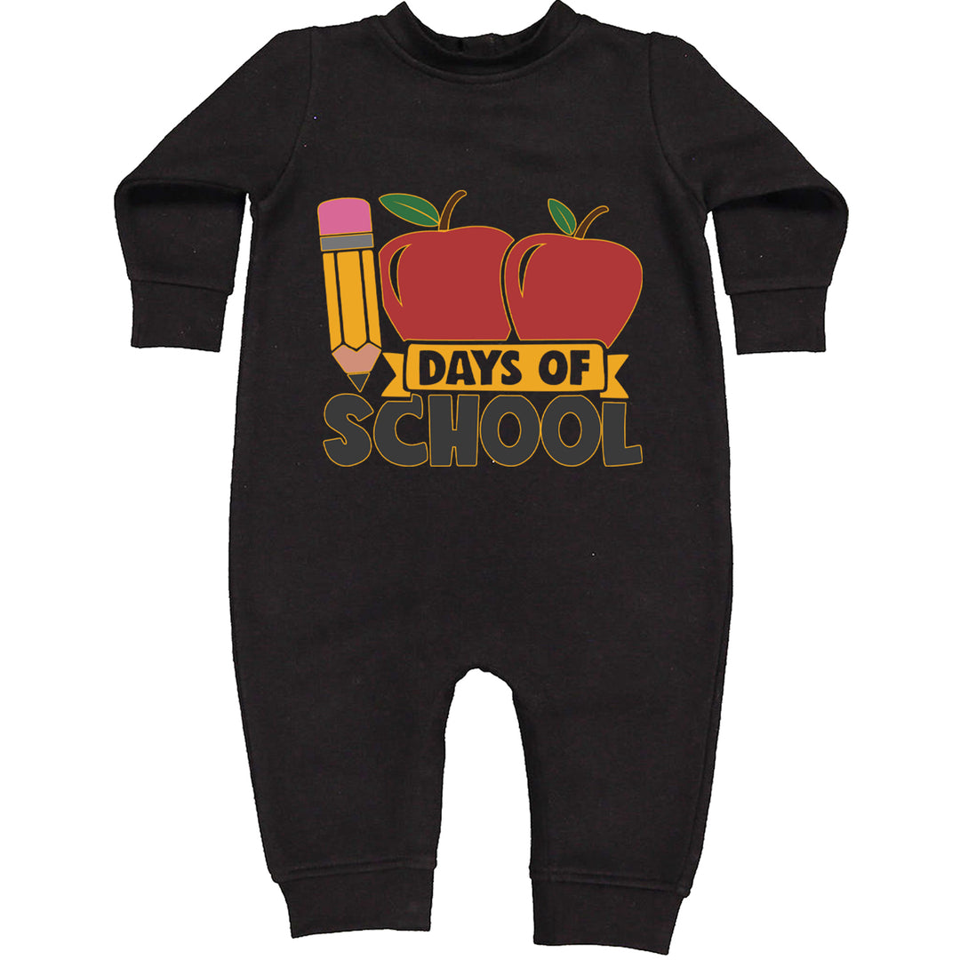 100 Days Of School Apple Pencil Toddler Hoodie And Infant Fleece Romper Black