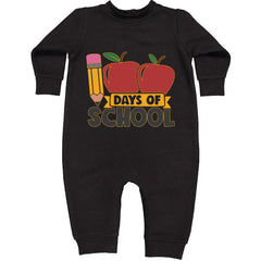 100 Days Of School Apple Pencil Toddler Hoodie And Infant Fleece Romper Black