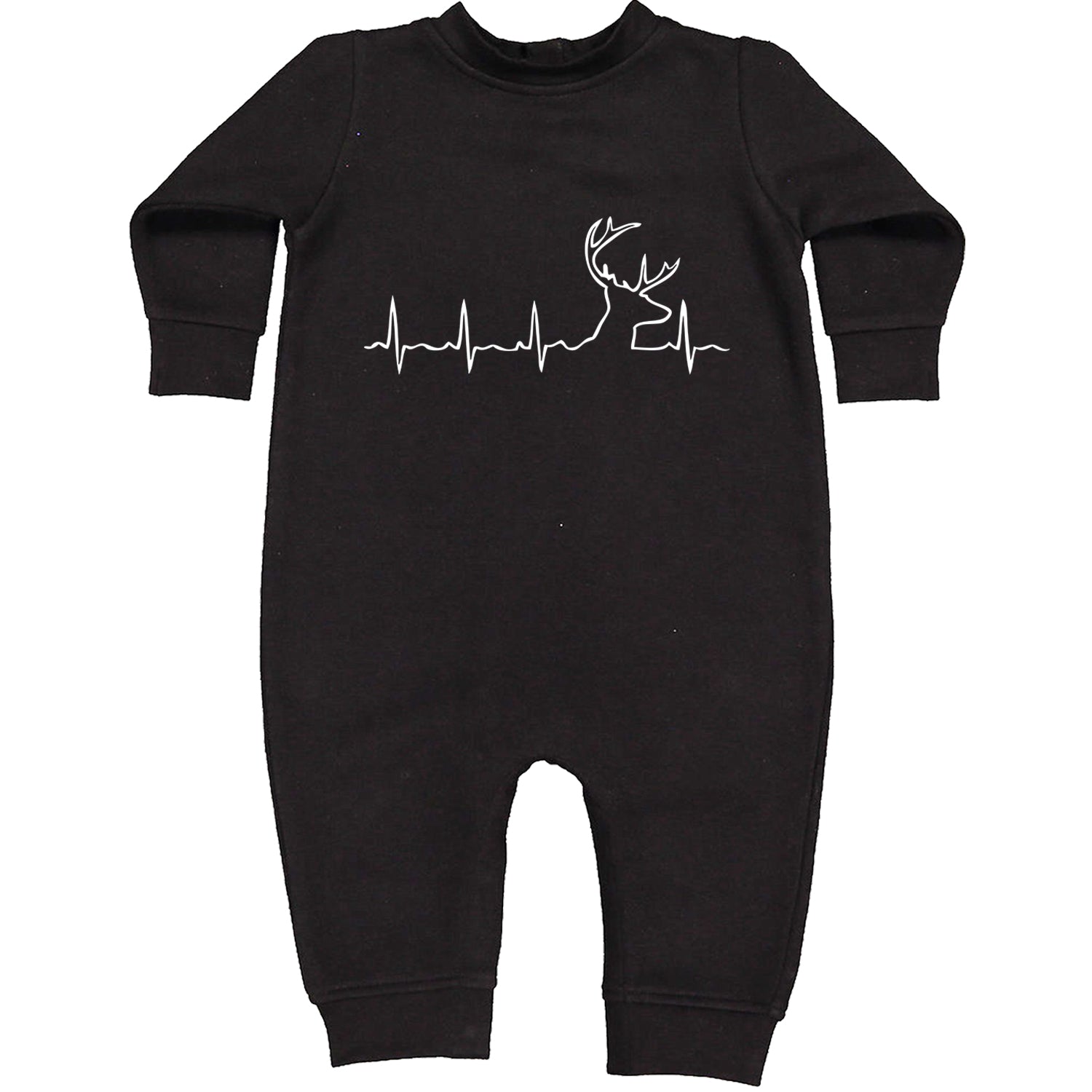 Hunting Heartbeat Deer Hunter Buck Stag Antlers  Toddler Hoodie And Infant Fleece Romper Black