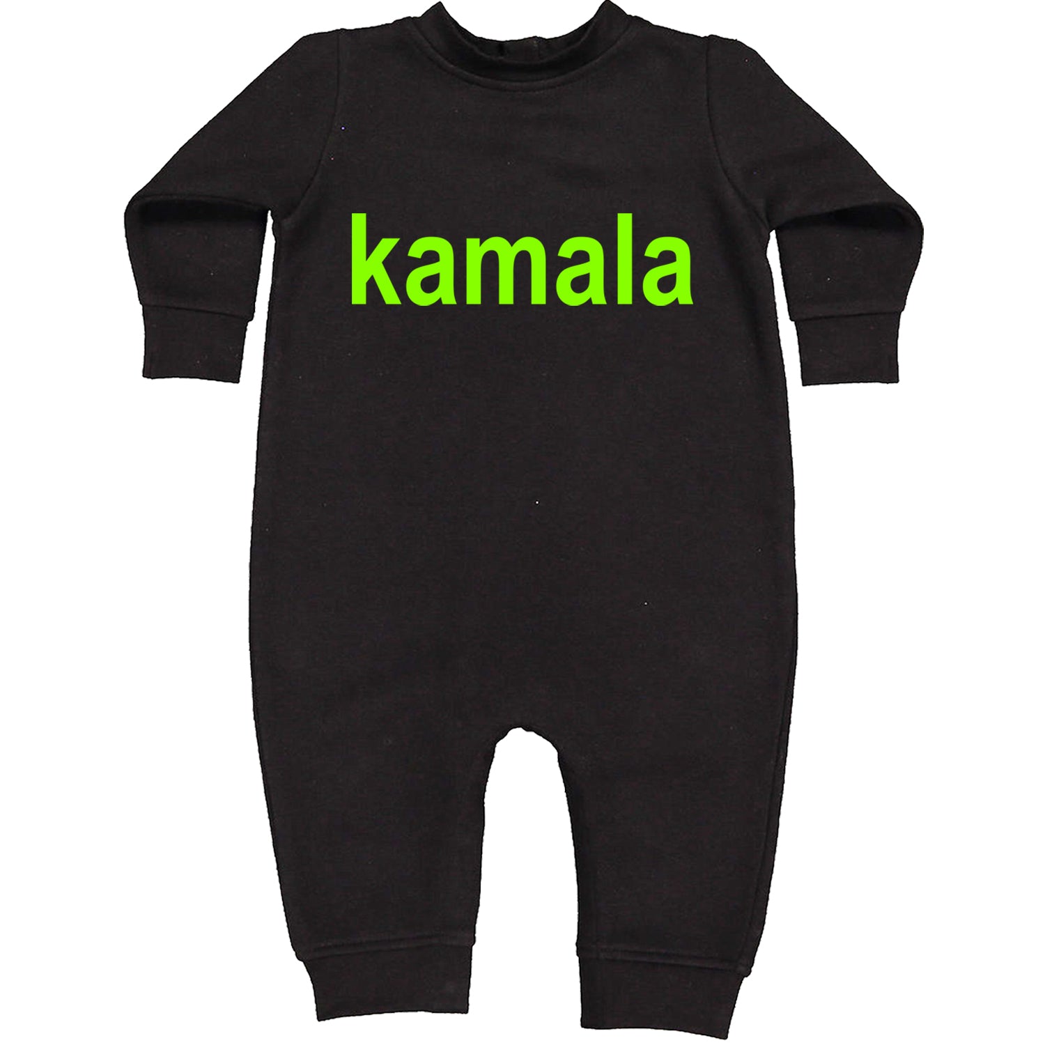 Kamala Bright Green Brat Coconut Tree Toddler Hoodie And Infant Fleece Romper Black