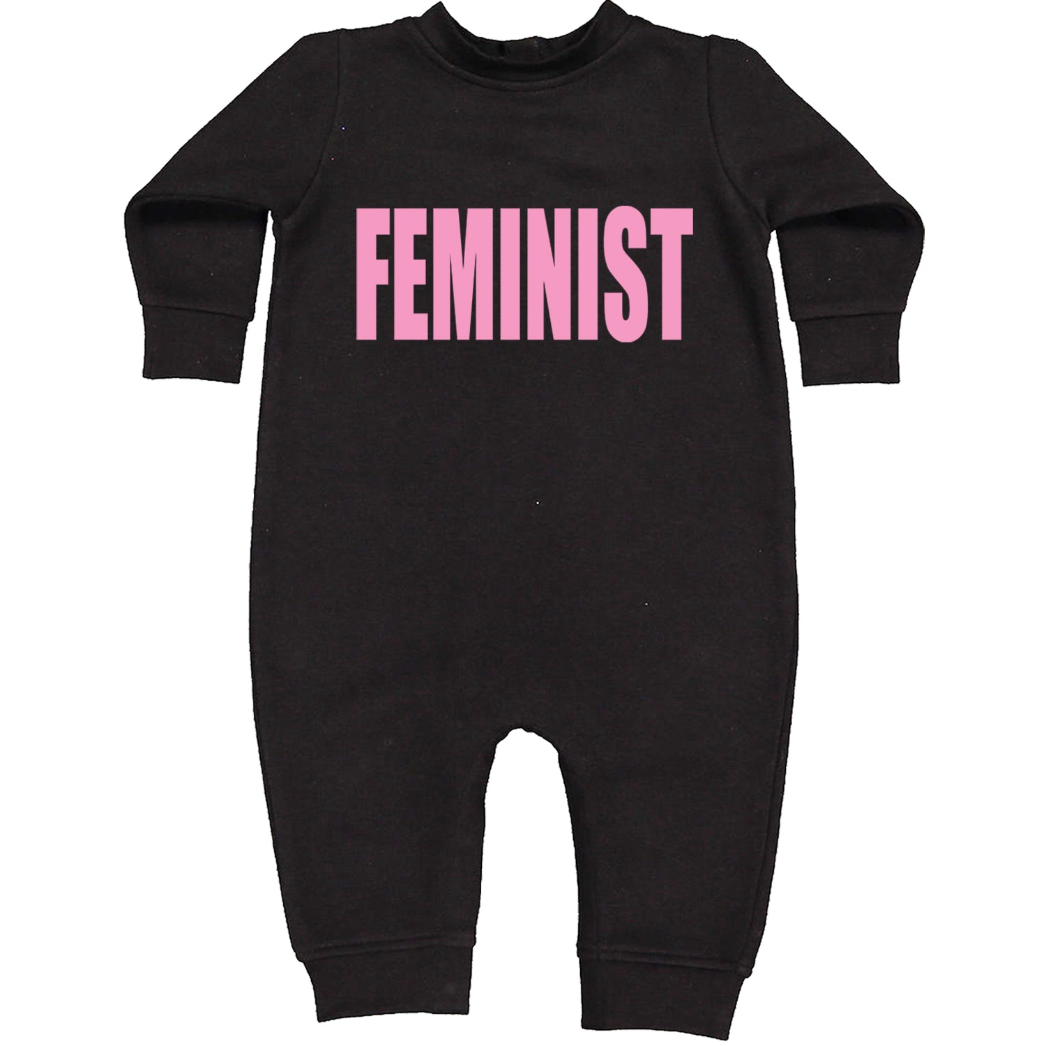 Feminist (Pink Print) Toddler Hoodie And Infant Fleece Romper Black