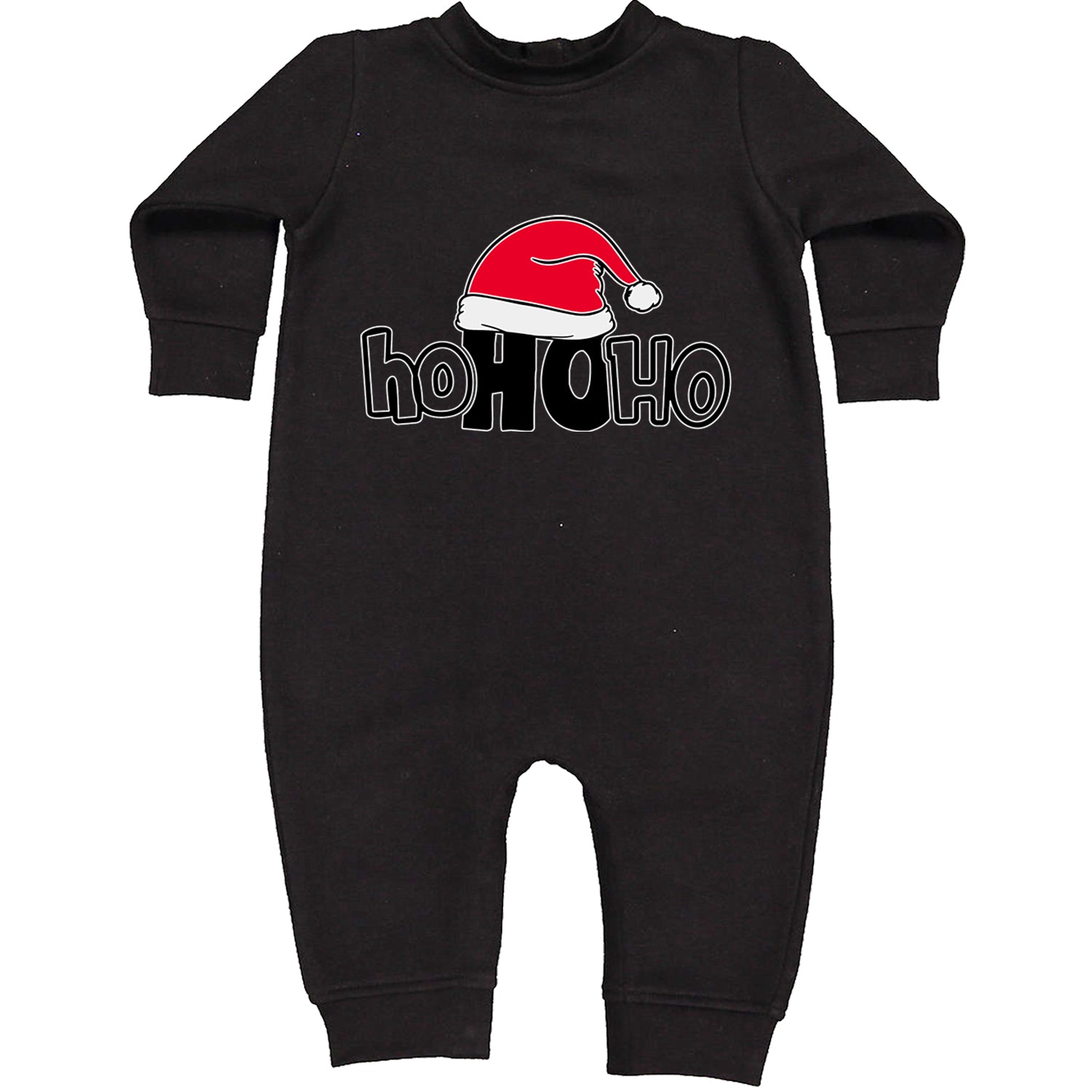 Ho Ho Ho Santa Christmas Hat Toddler Hoodie And Infant Fleece Romper Black