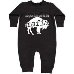 This Girl Has Ties To The Bills Mafia Toddler Hoodie And Infant Fleece Romper Black