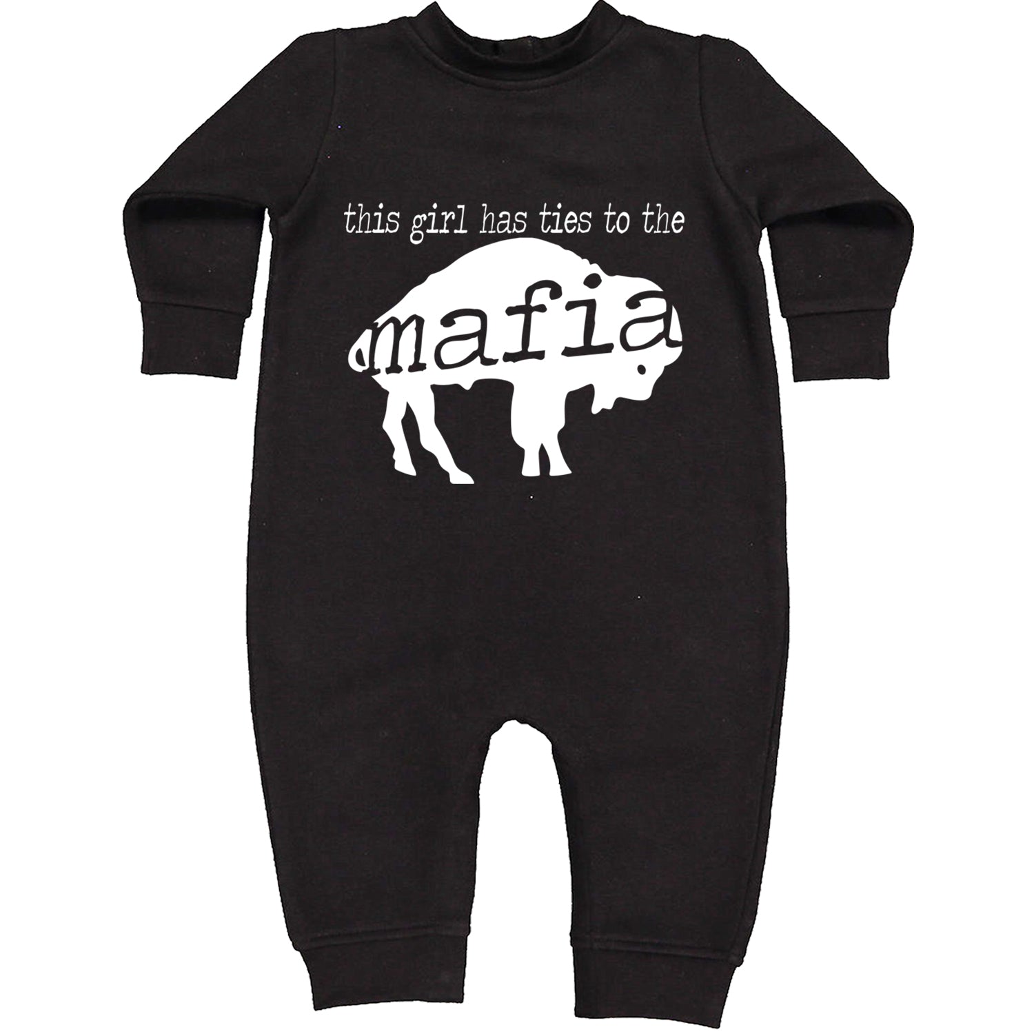 This Girl Has Ties To The Bills Mafia Toddler Hoodie And Infant Fleece Romper Black