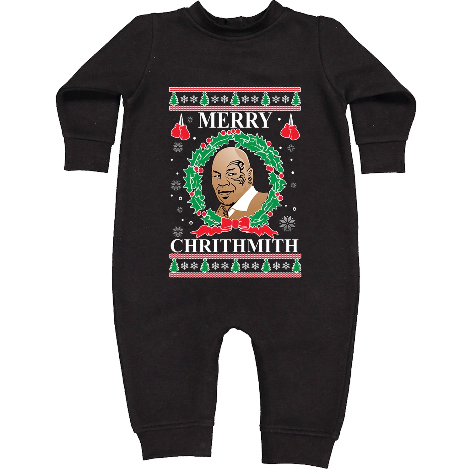 Merry Chrithmith Ugly Christmas Toddler Hoodie And Infant Fleece Romper Black