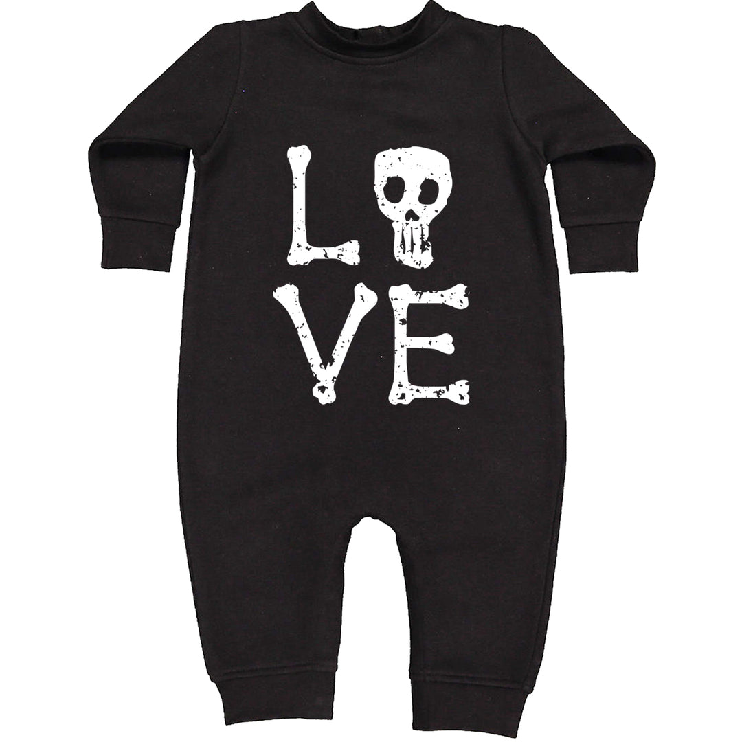 Love Skeleton Bones graphic on Toddler Hoodie and Baby Fleece Onesie in Black