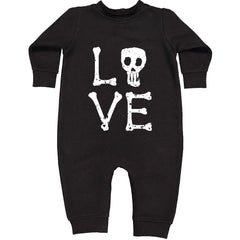 Love Skeleton Bones graphic on Toddler Hoodie and Baby Fleece Onesie in Black