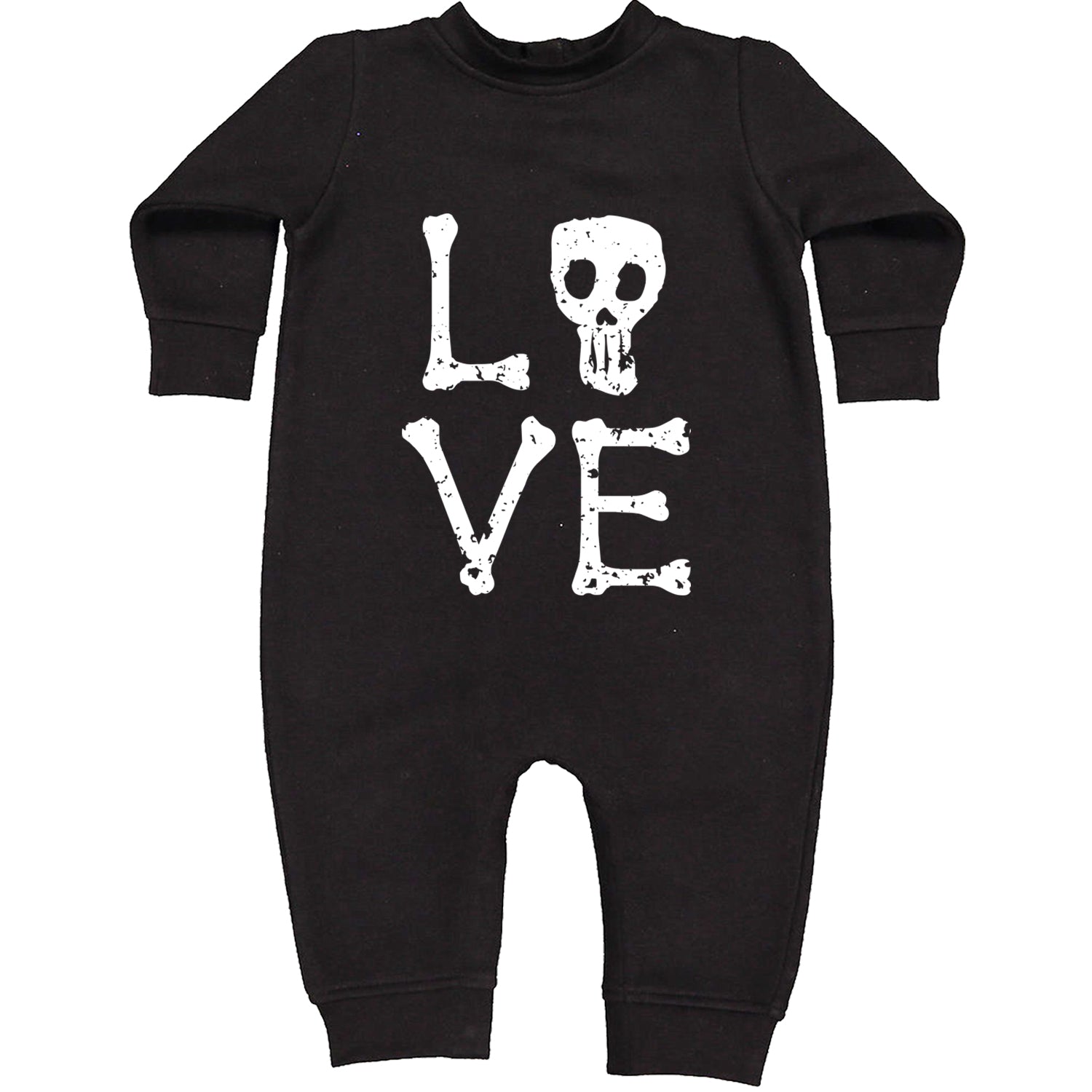 Love Skeleton Bones Toddler Hoodie And Infant Fleece Romper Black