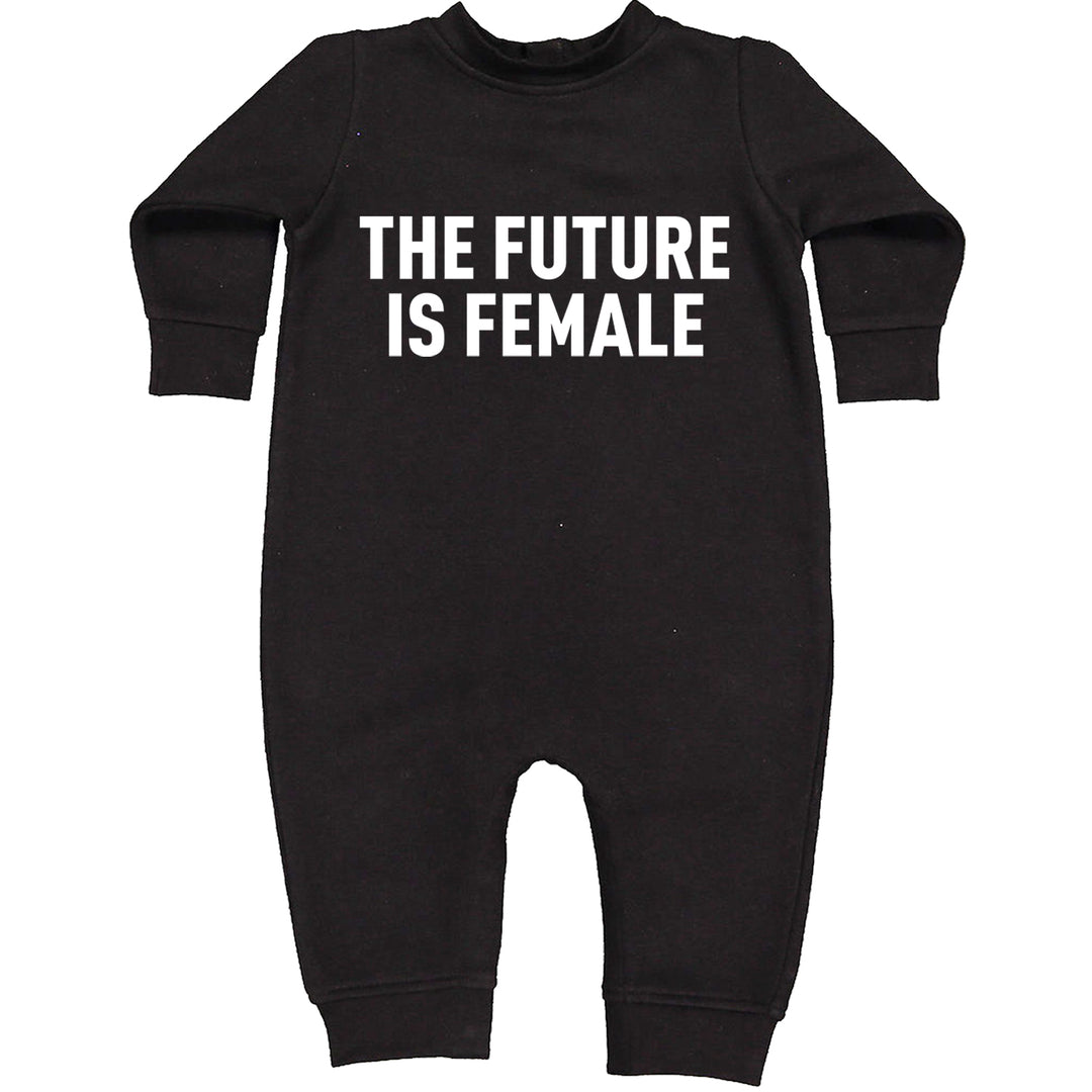 The Future Is Female Feminism graphic on Toddler Hoodie and Baby Fleece Onesie in Black