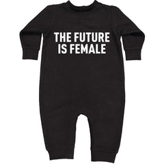 The Future Is Female Feminism graphic on Toddler Hoodie and Baby Fleece Onesie in Black
