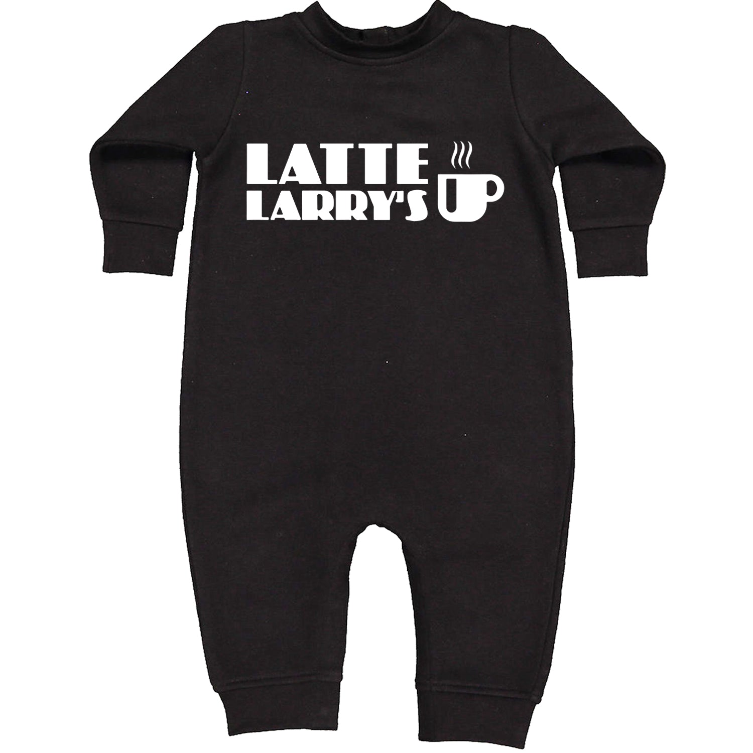 Latte Larry's Enthusiastic Coffee Toddler Hoodie And Infant Fleece Romper Black