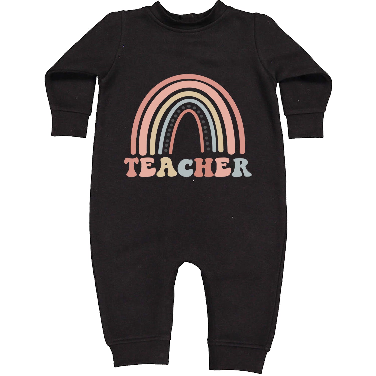 Teacher Pastel Rainbow Toddler Hoodie And Infant Fleece Romper Black