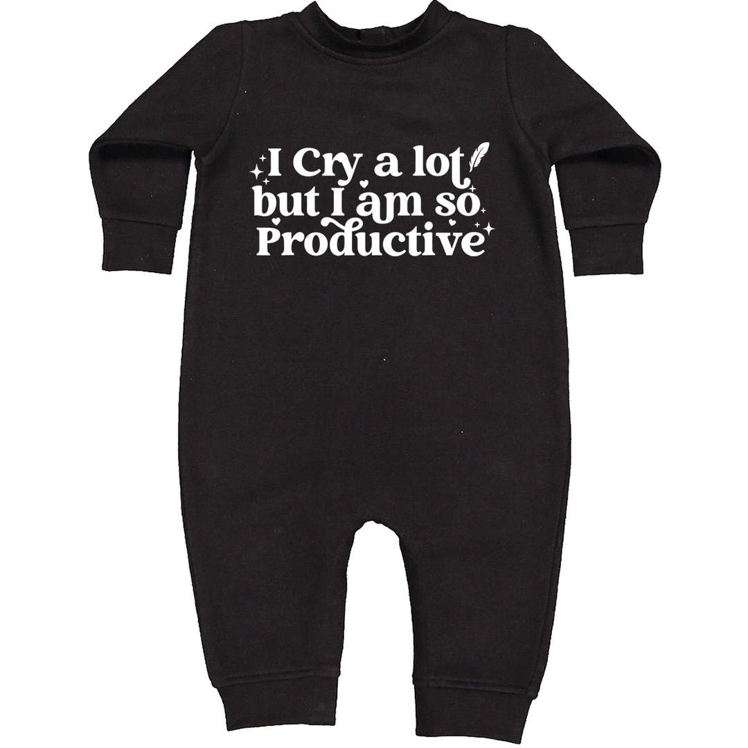 I Cry A Lot But I am So Productive TTPD Toddler Hoodie And Infant Fleece Romper Black