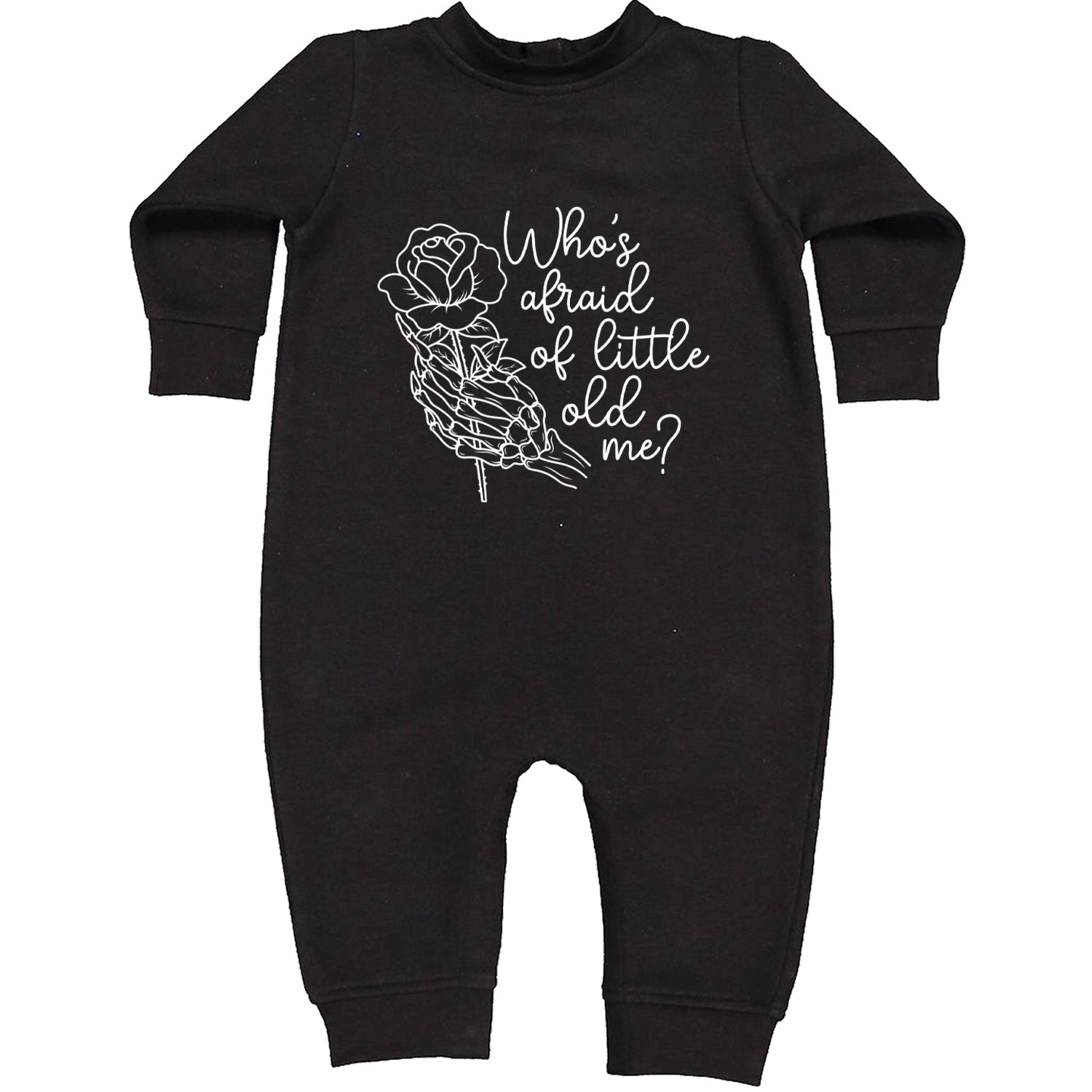 Who's Afraid Of Little Old Me Rose Skeleton Hand Toddler Hoodie And Infant Fleece Romper Black