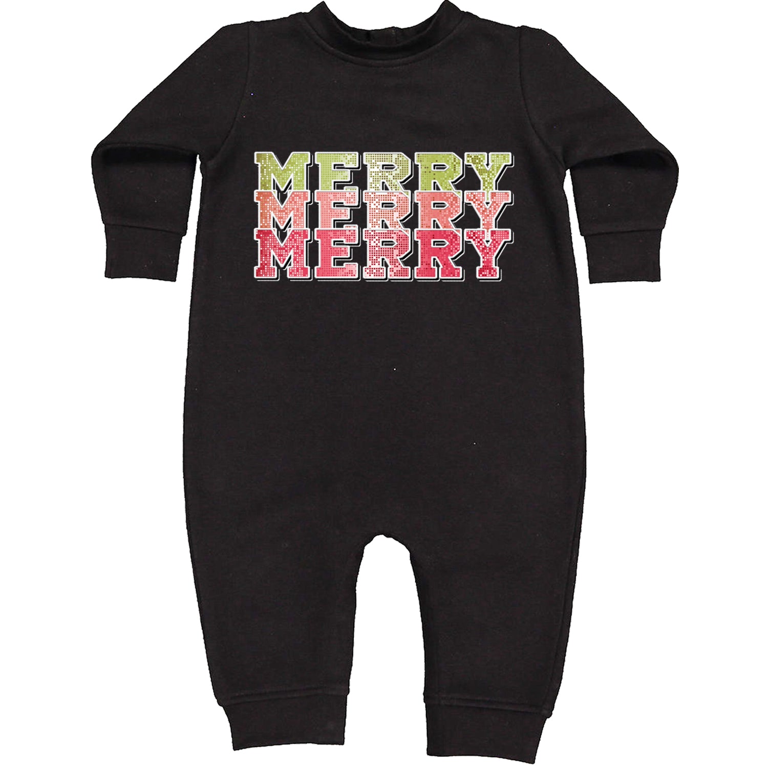 Merry Merry Merry Faux Sequins Toddler Hoodie And Infant Fleece Romper Black