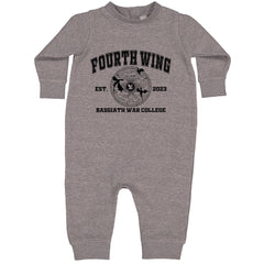 Fourth Wing Basgiath War College graphic on Toddler Hoodie and Baby Fleece Onesie in Heather Grey