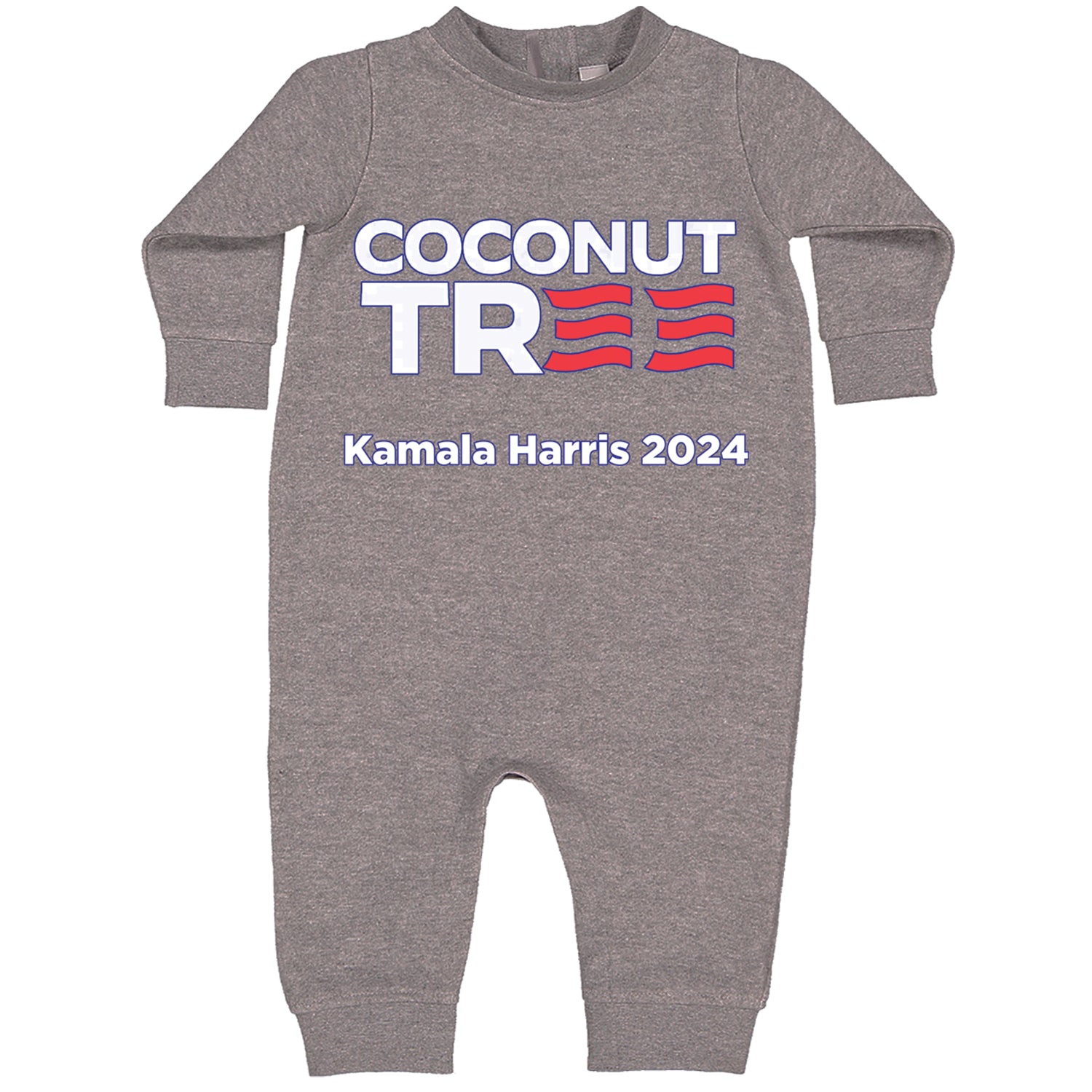 Coconut Tree - Support Kamala Harris For President 2024 Toddler Hoodie And Infant Fleece Romper Heather Grey