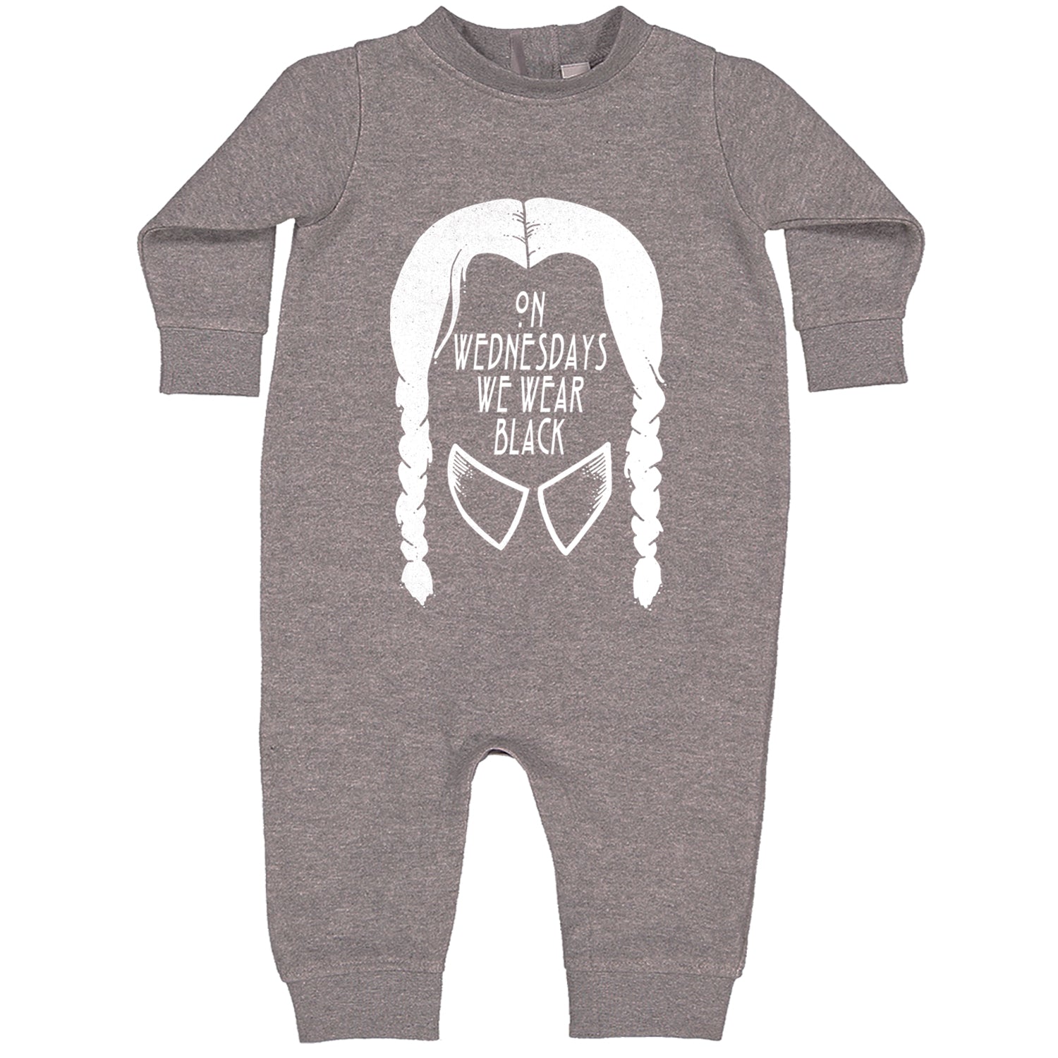 On Wednesdays, We Wear Black Toddler Hoodie And Infant Fleece Romper Heather Grey