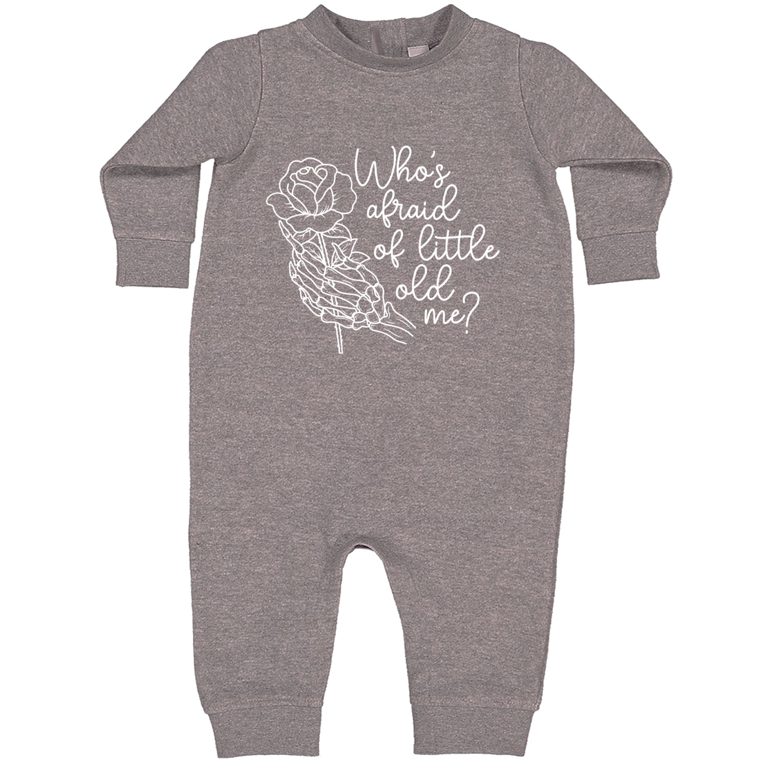 Who's Afraid Of Little Old Me Rose Skeleton Hand Toddler Hoodie And Infant Fleece Romper Heather Grey