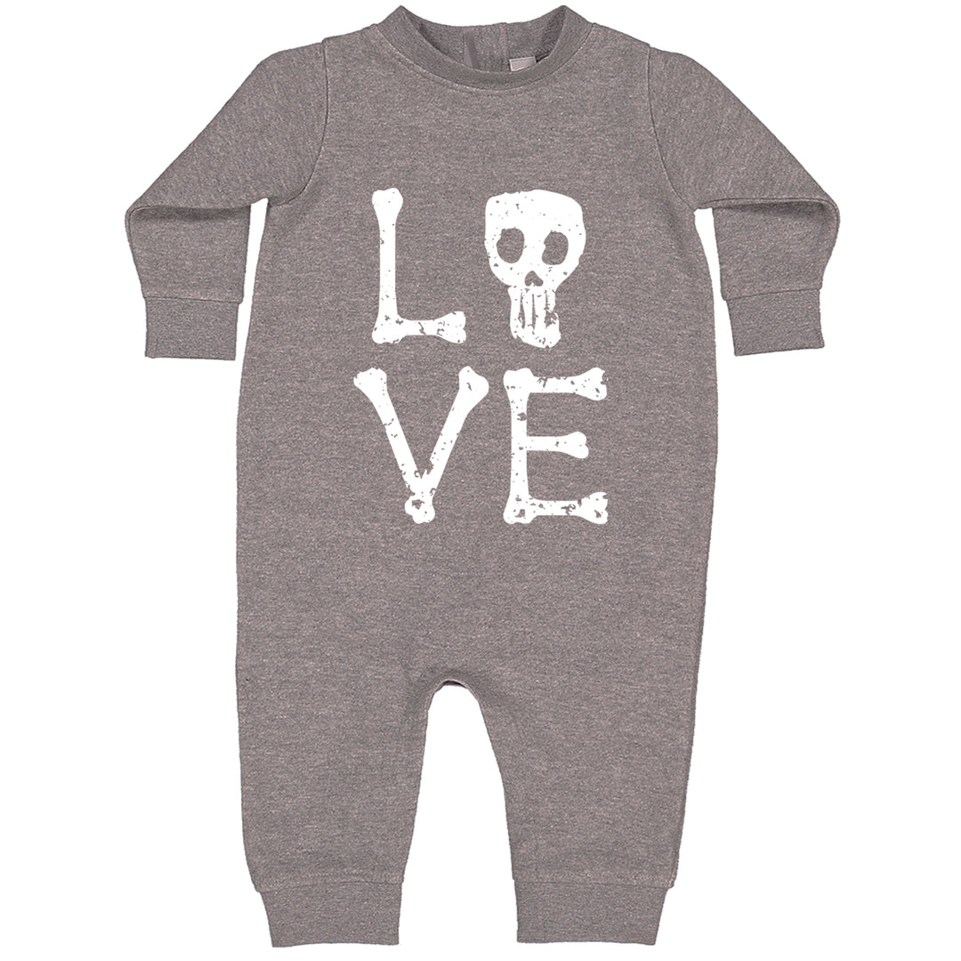 Love Skeleton Bones graphic on Toddler Hoodie and Baby Fleece Onesie in Heather Grey alternate view 2