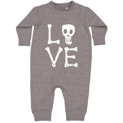 Love Skeleton Bones graphic on Toddler Hoodie and Baby Fleece Onesie in Heather Grey alternate view 2