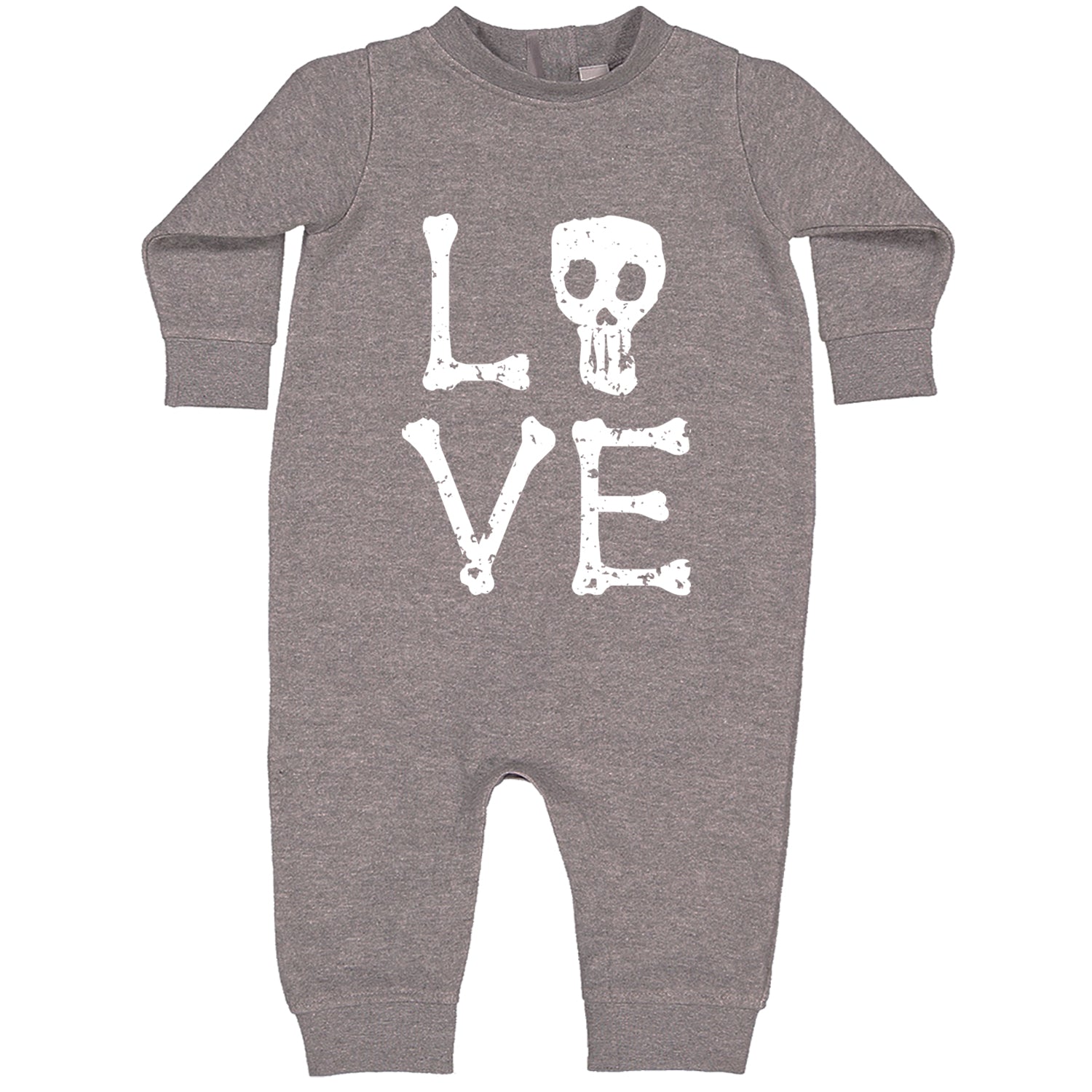 Love Skeleton Bones Toddler Hoodie And Infant Fleece Romper Heather Grey