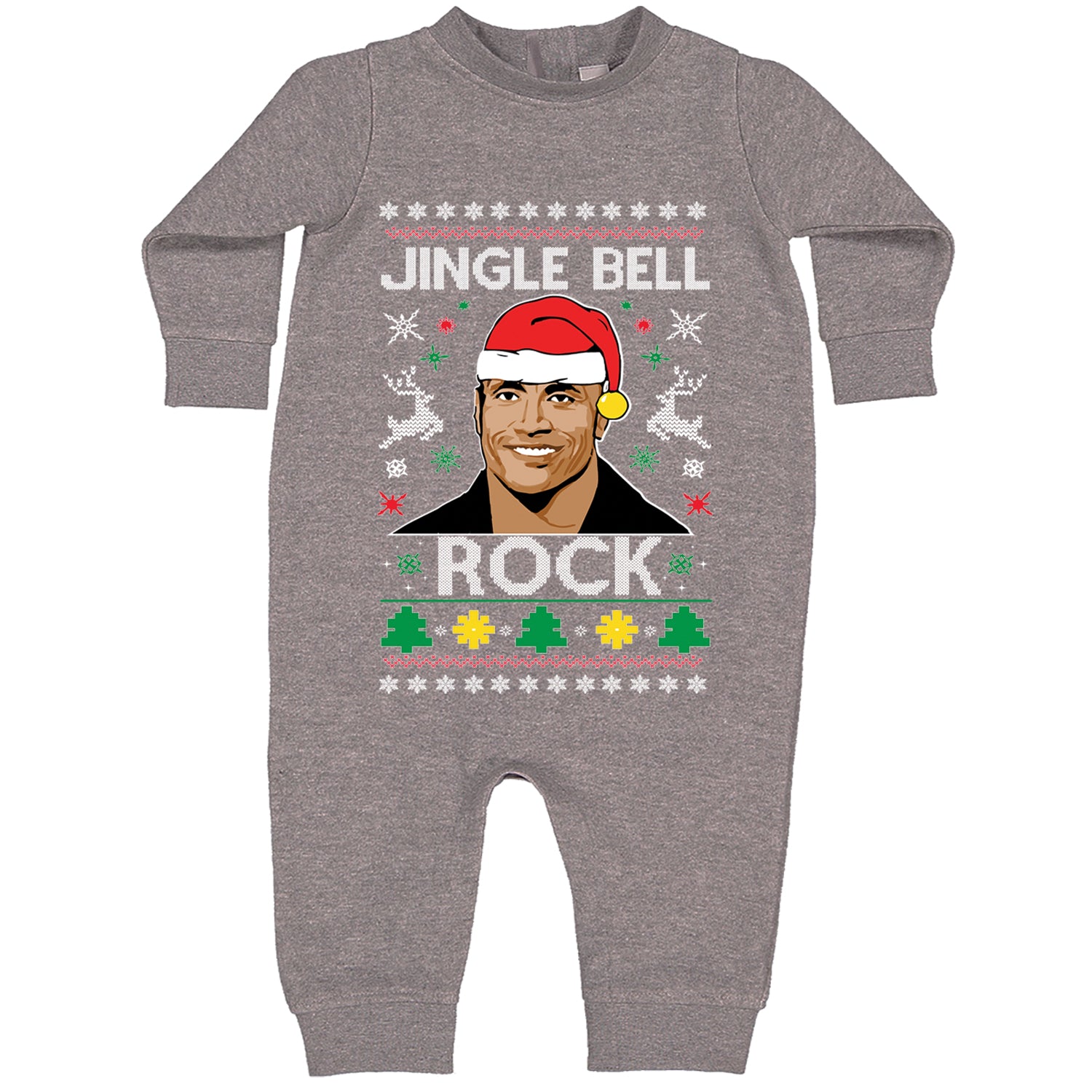 Jingle Bell Rock Ugly Christmas Toddler Hoodie And Infant Fleece Romper Heather Grey