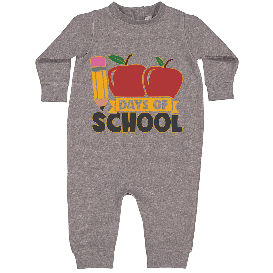 100 Days Of School Apple Pencil Toddler Hoodie And Infant Fleece Romper Heather Grey