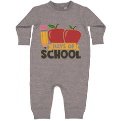 100 Days Of School Apple Pencil Toddler Hoodie And Infant Fleece Romper Heather Grey