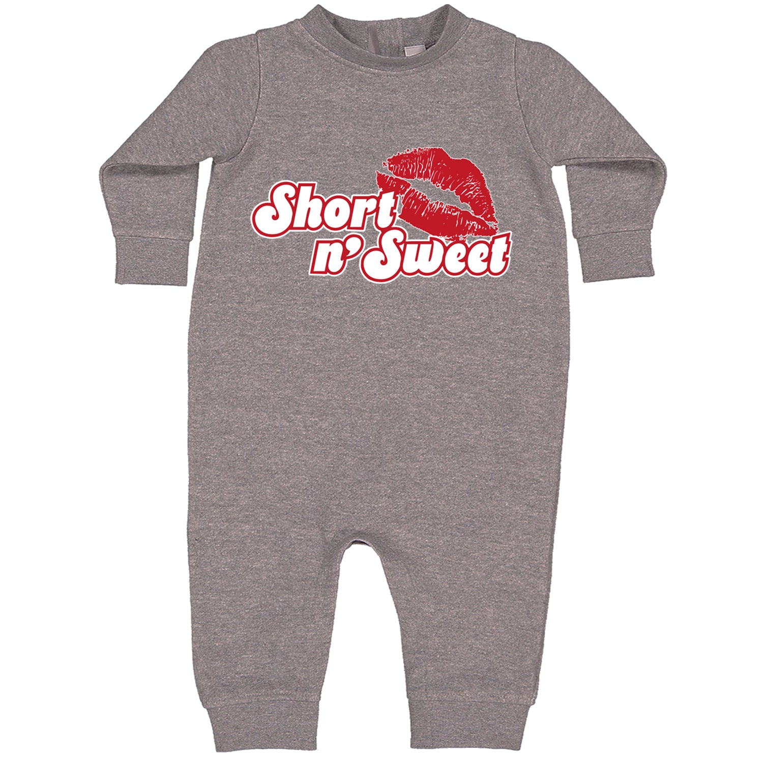 Short N' Sweet Red Lips Toddler Hoodie And Infant Fleece Romper Heather Grey