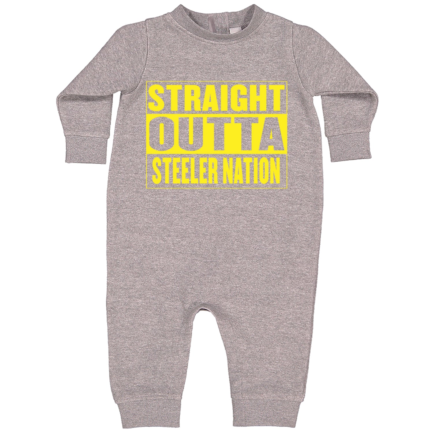 Straight Outta Steeler Nation Football  Toddler Hoodie And Infant Fleece Romper Heather Grey