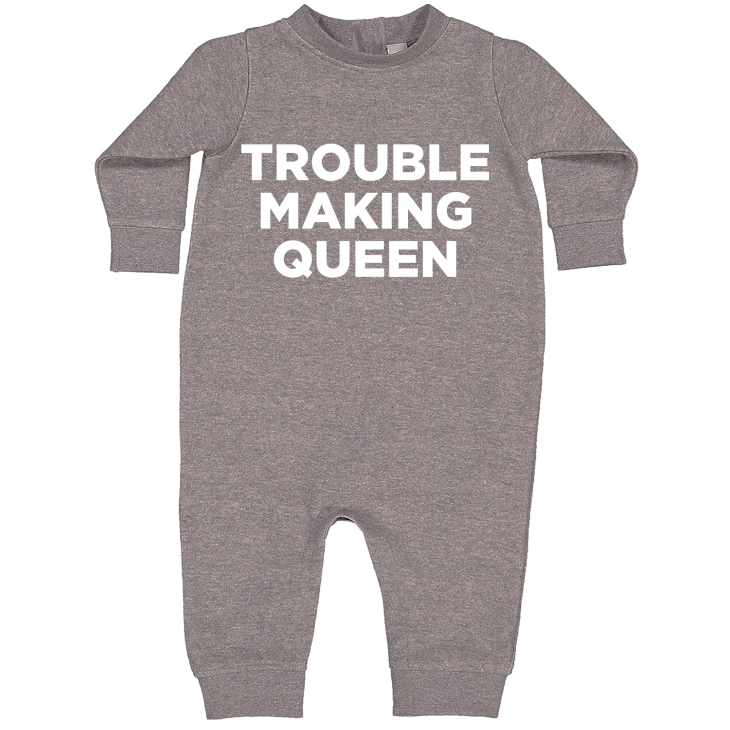 Trouble Making Queen Material Girl Celebration Toddler Hoodie And Infant Fleece Romper Heather Grey