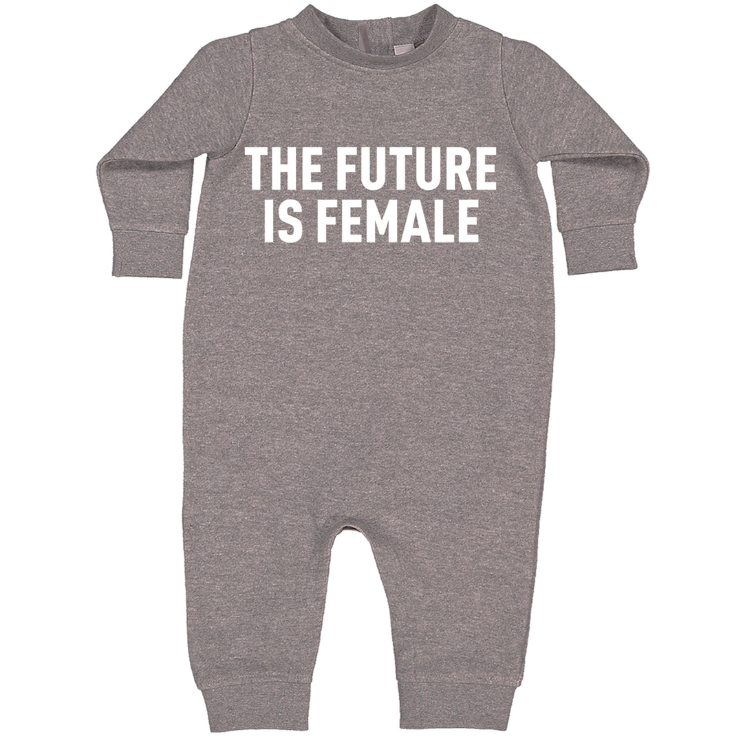 The Future Is Female Feminism graphic on Toddler Hoodie and Baby Fleece Onesie in Heather Grey alternate view 2
