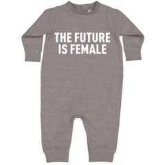 The Future Is Female Feminism graphic on Toddler Hoodie and Baby Fleece Onesie in Heather Grey alternate view 2