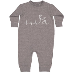 Hunting Heartbeat Deer Hunter Buck Stag graphic on Toddler Hoodie and Baby Fleece Onesie in Heather Grey alternate view 2