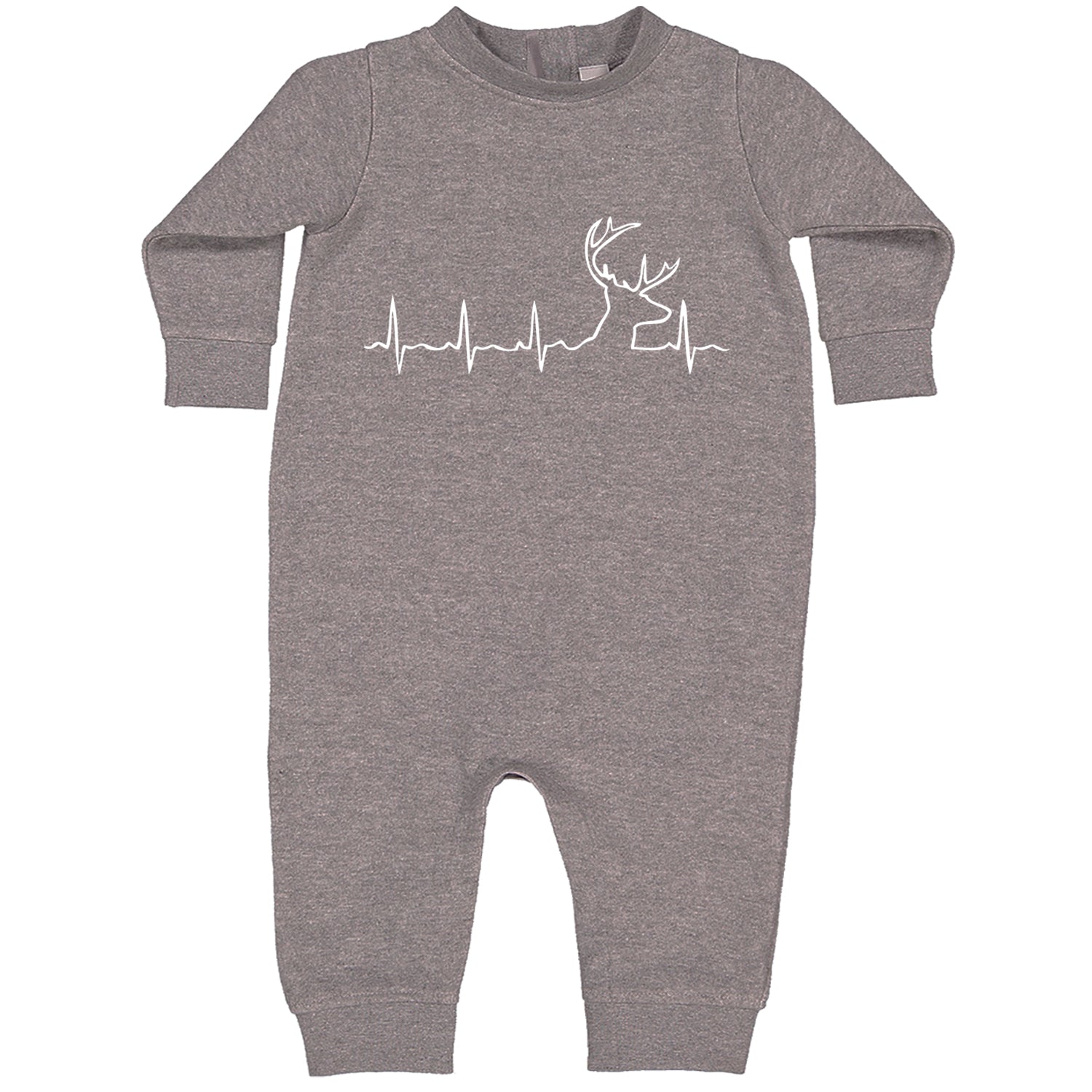 Hunting Heartbeat Deer Hunter Buck Stag Antlers  Toddler Hoodie And Infant Fleece Romper Heather Grey