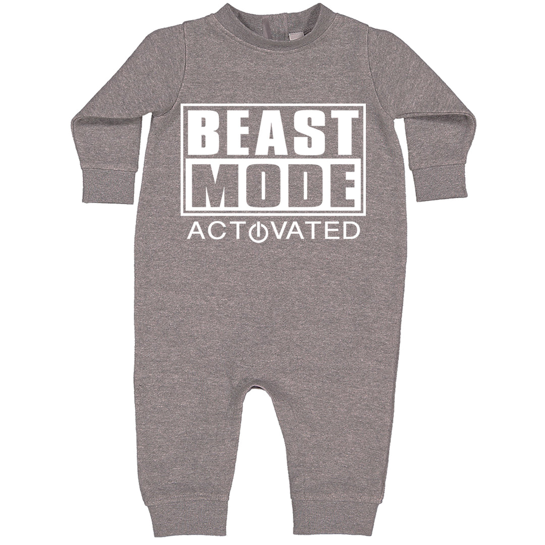 Activated Beast Mode Workout Gym Clothing Toddler Hoodie And Infant Fleece Romper Heather Grey