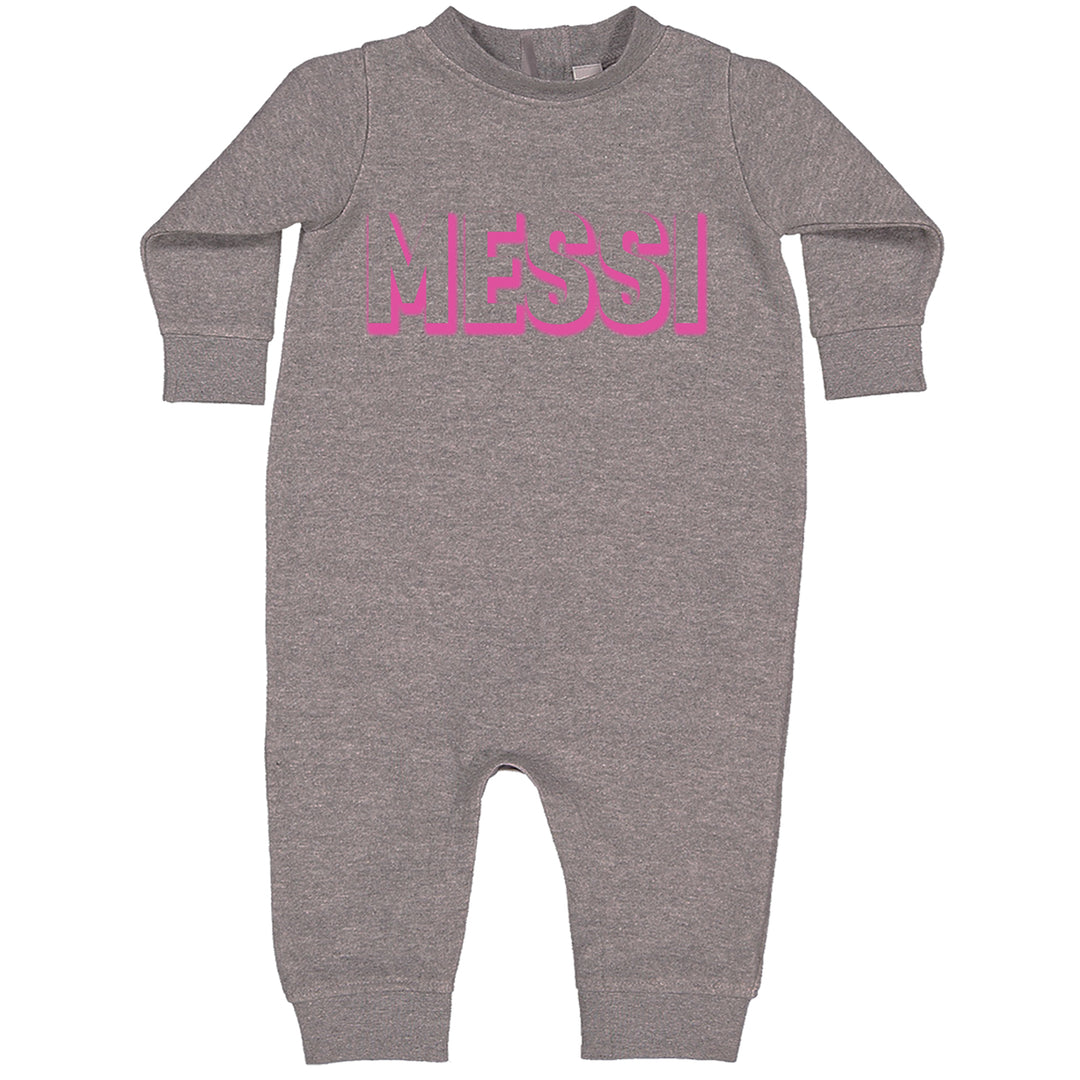 Messi OUTLINE Miami Futbol Toddler Hoodie And Infant Fleece Romper Heather Grey