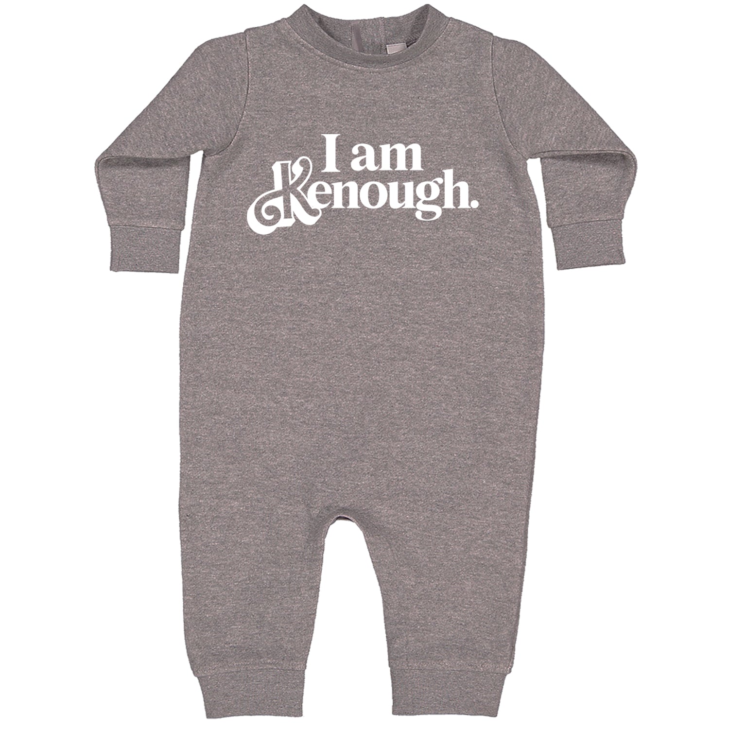 I Am Kenough White Print Toddler Hoodie And Infant Fleece Romper Heather Grey