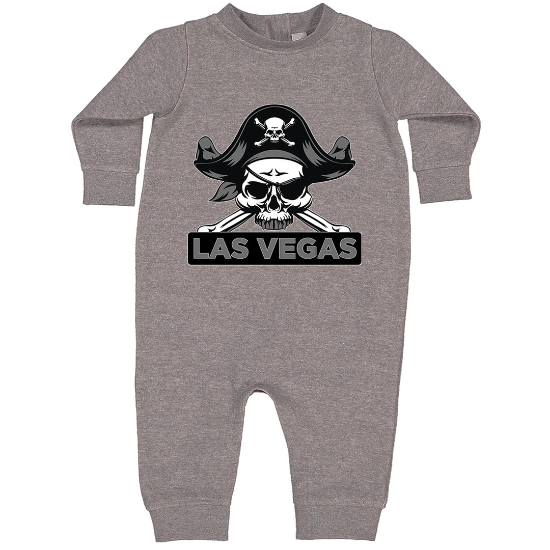 Raider Skull Straight Outta Las Vegas Toddler Hoodie And Infant Fleece Romper Heather Grey